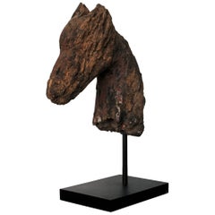 Antique 19th Century Hand-Carved Fragment of Horse Head Sculpture, Origin: Sweden