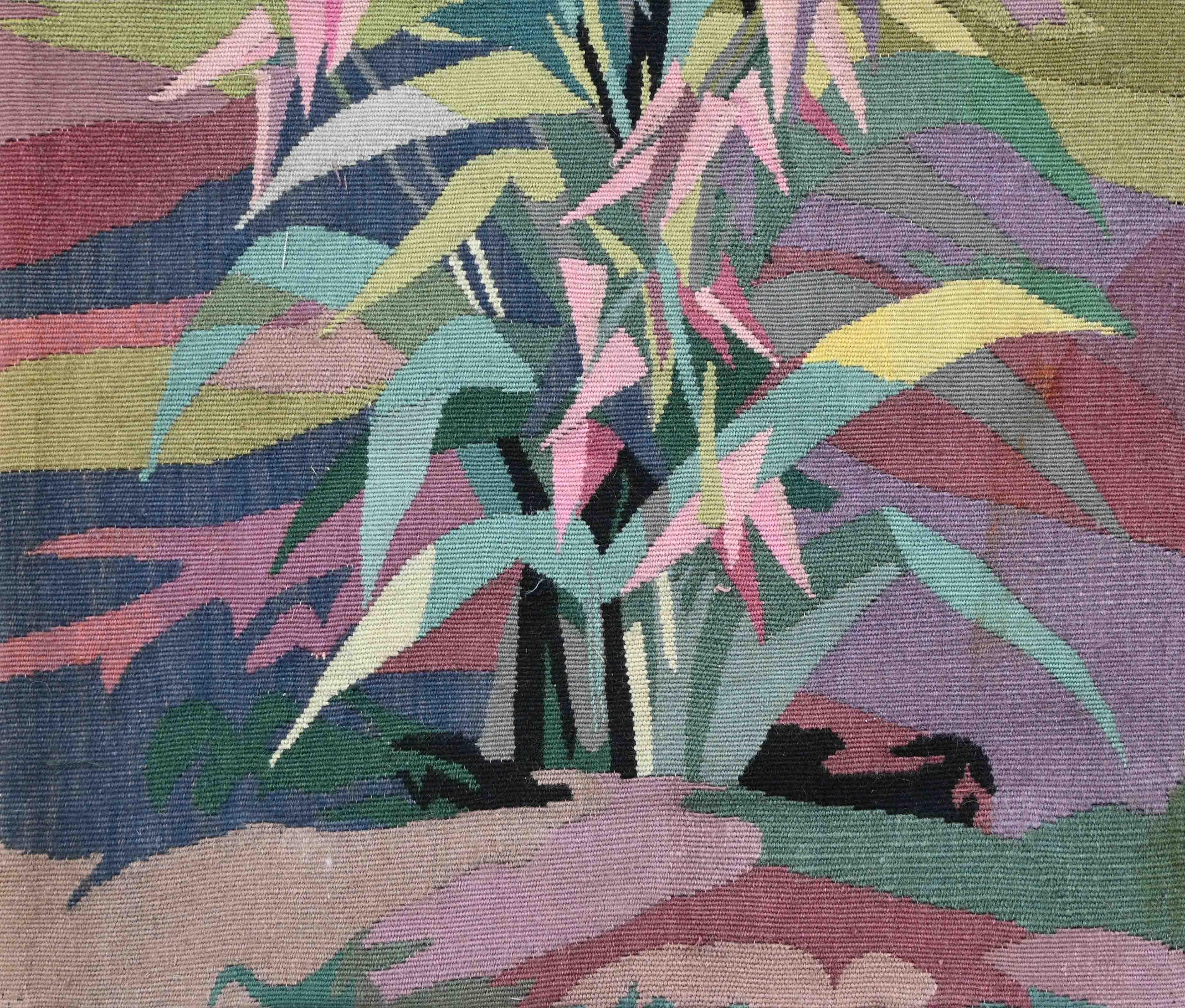 Tissé à la main Fragment de la tapisserie moderne Franch Aubusson - 100lx60h Cm - n° 1400 en vente