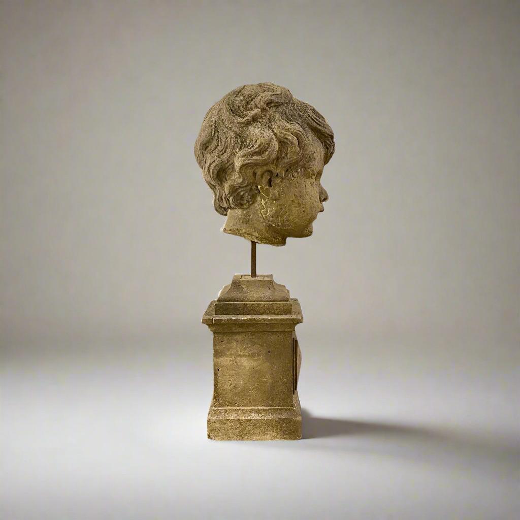 Fragment of Putti Head. 18th Century Germany In Good Condition For Sale In New York, NY