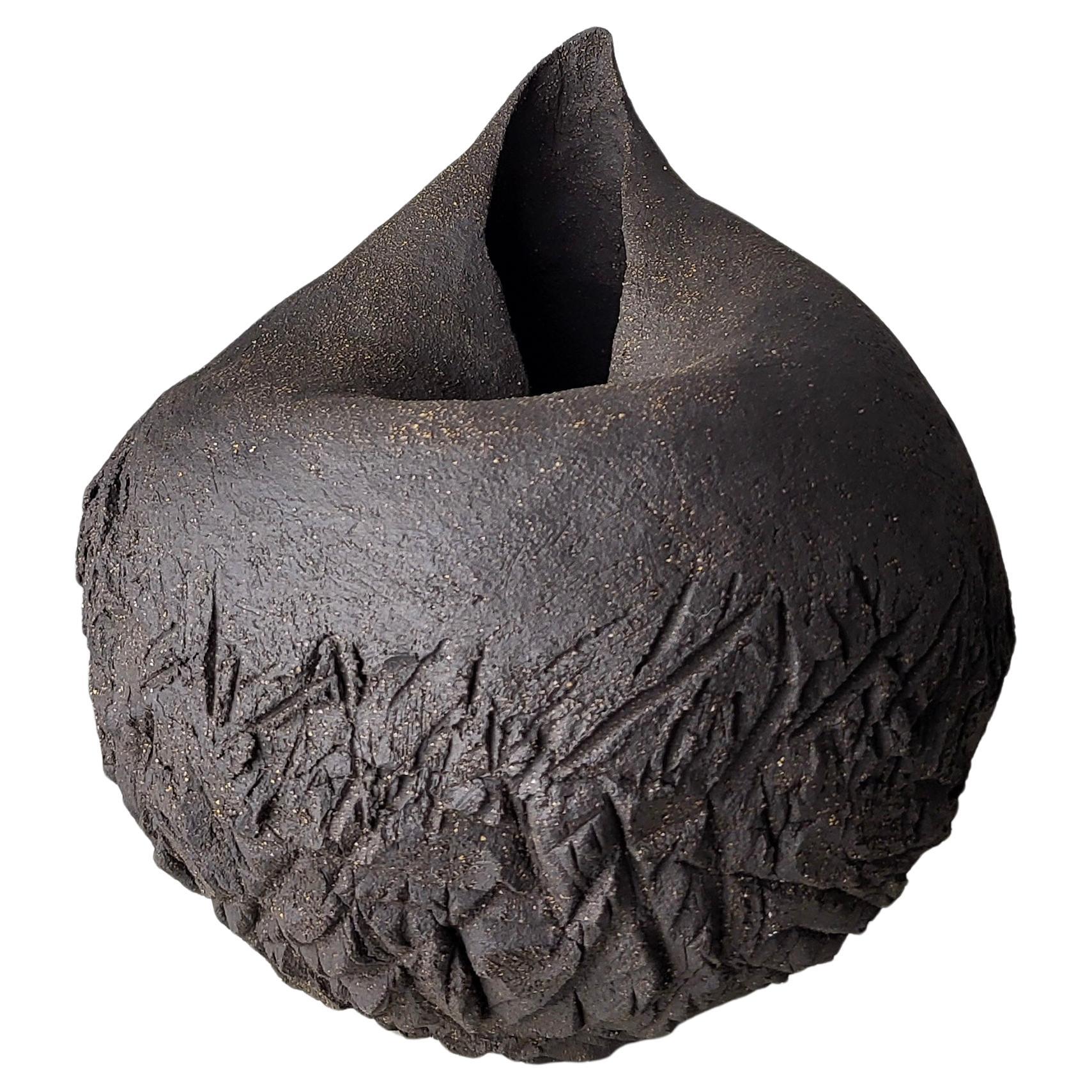Fragment of the Earth — Hand-Built Ceramic Sculpture in Black Stoneware