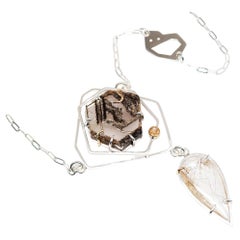 Fragmentation 14K Sterling Silver Brazilian Quartz Diamond Necklace by TIN HAUS