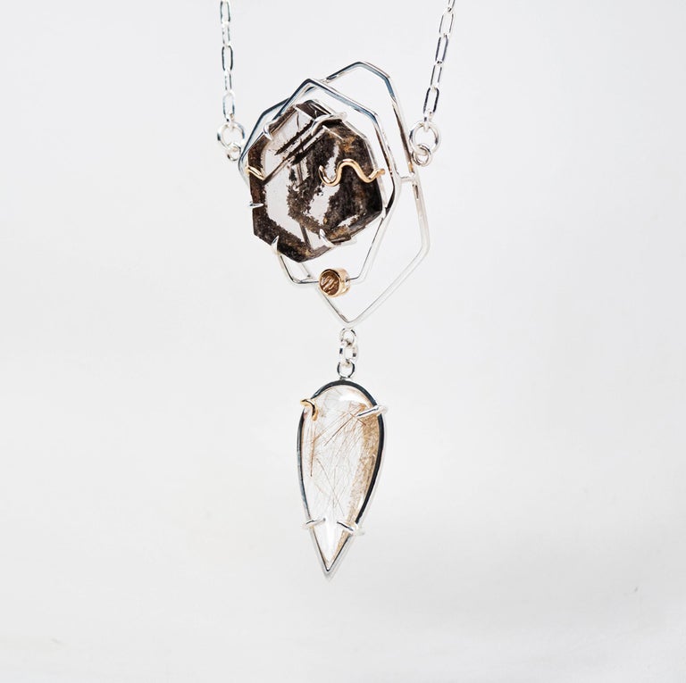 TIN HAUS Necklace in 14 Karat Yellow Gold and Sterling Silver with