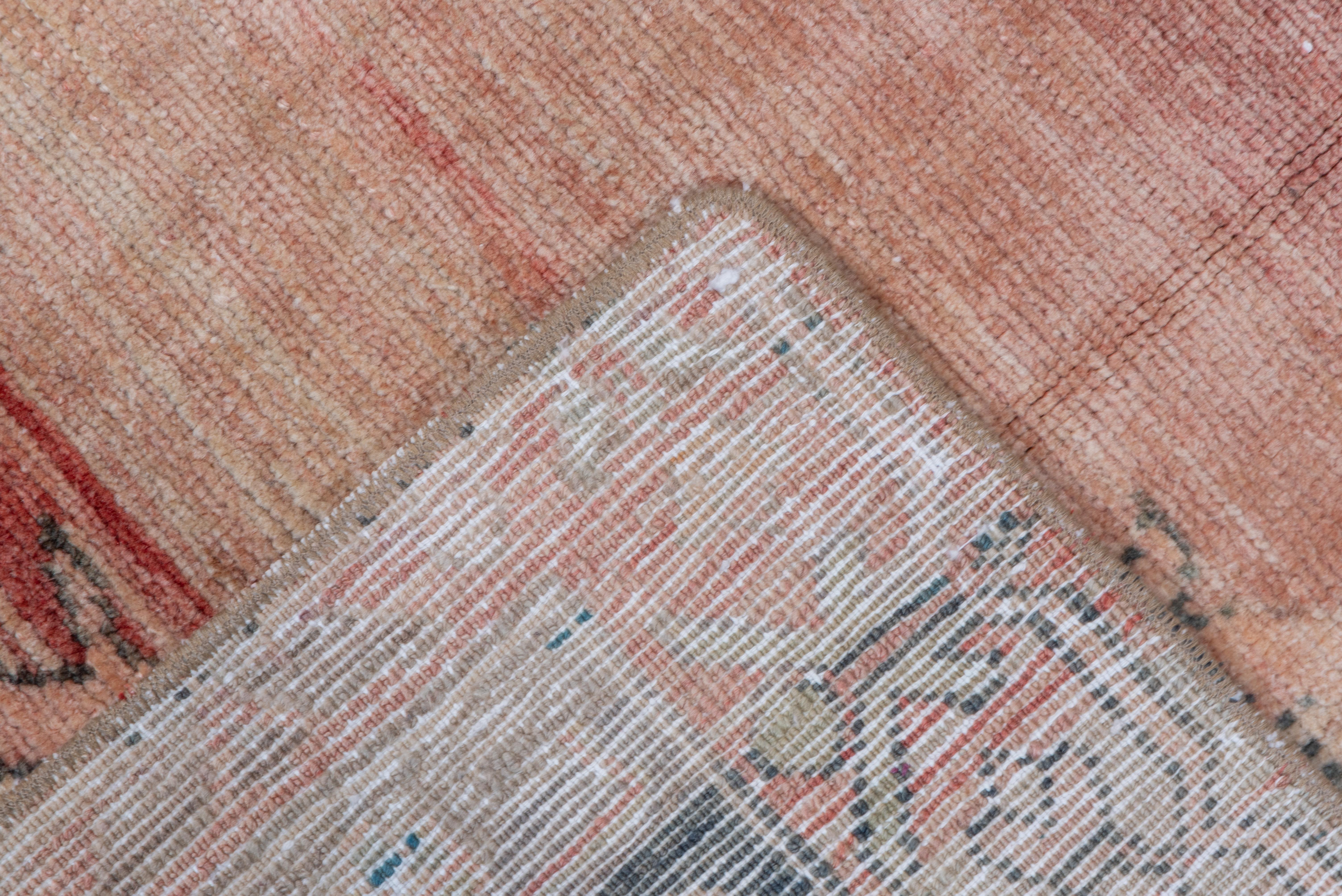 Fragmented Pink Turkish Oushak Runner, circa 1930s In Good Condition In New York, NY