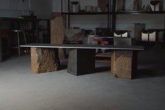 Fragments Basalt Bench in Washington Black Basalt & Aluminum by Estudio Material