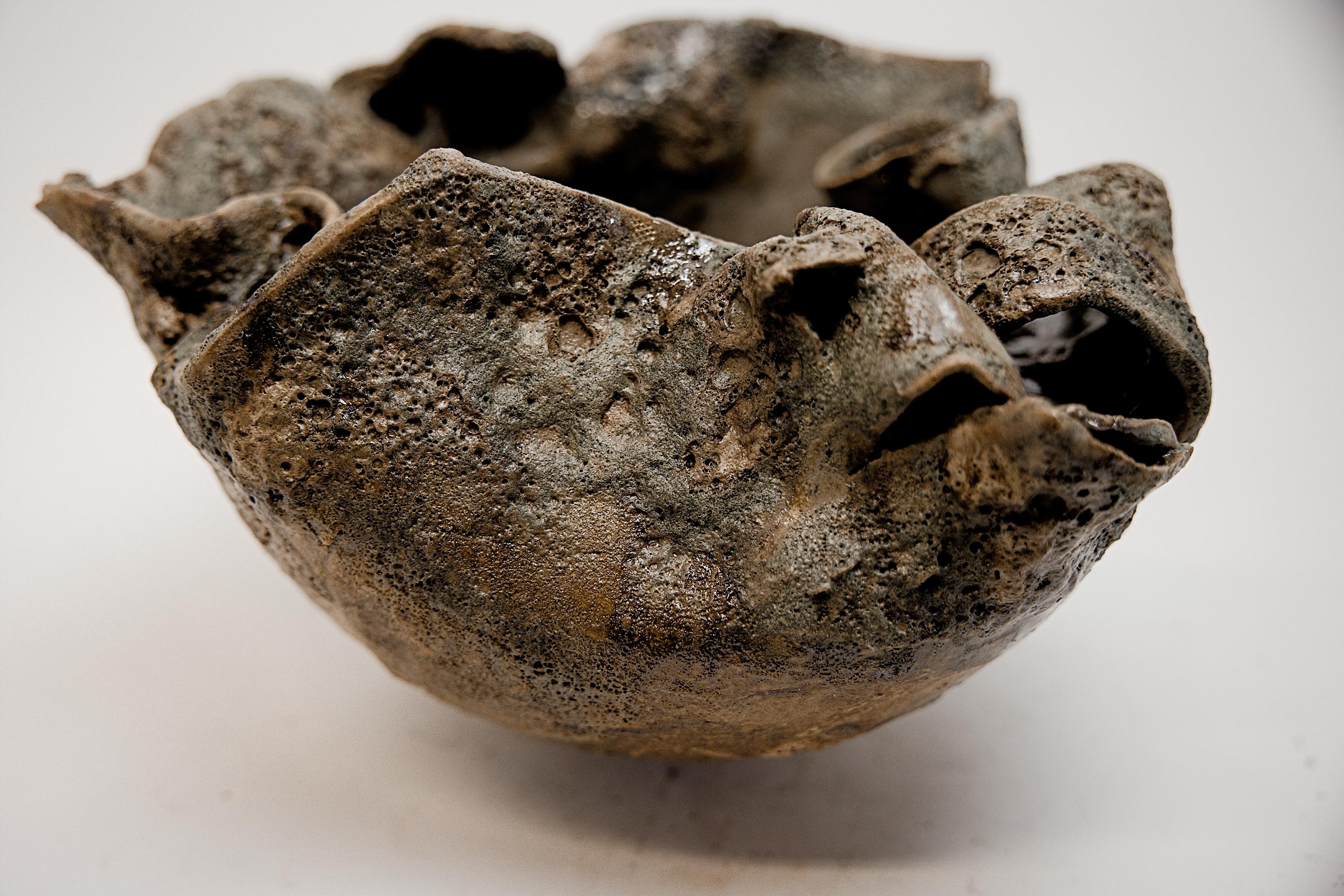 Organic Modern Fragments Green Ancient Bowl For Sale