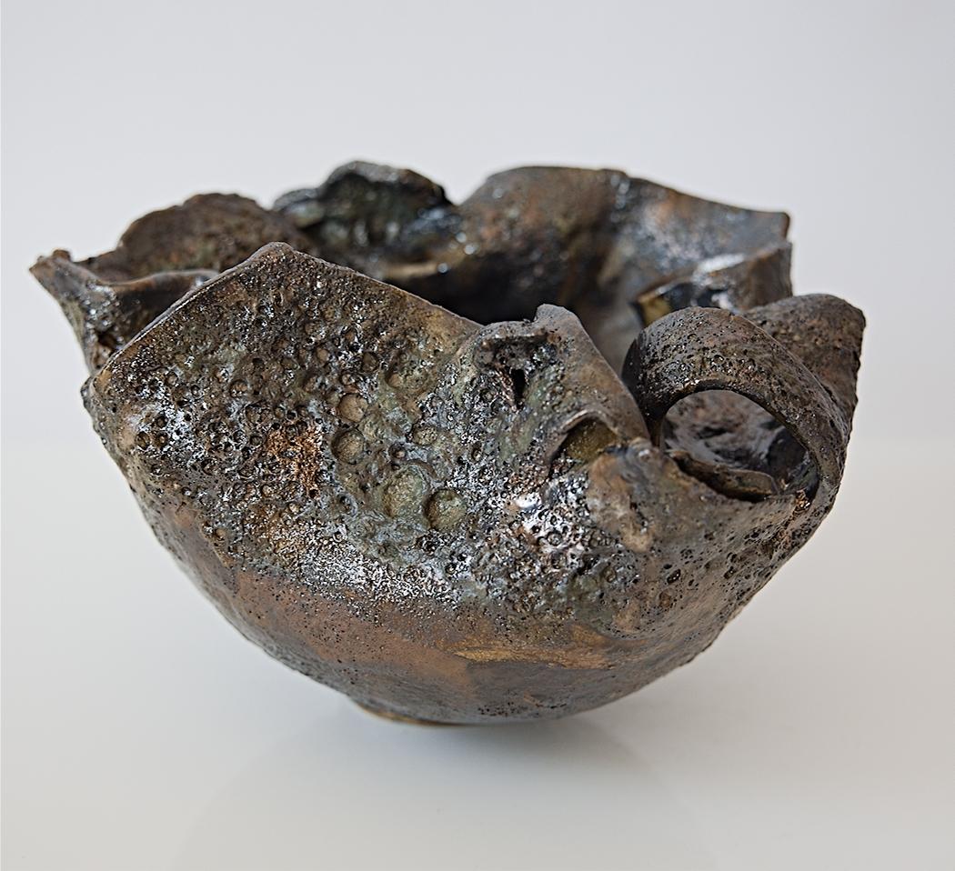 Organic Modern Fragments Green Ancient Bowl For Sale