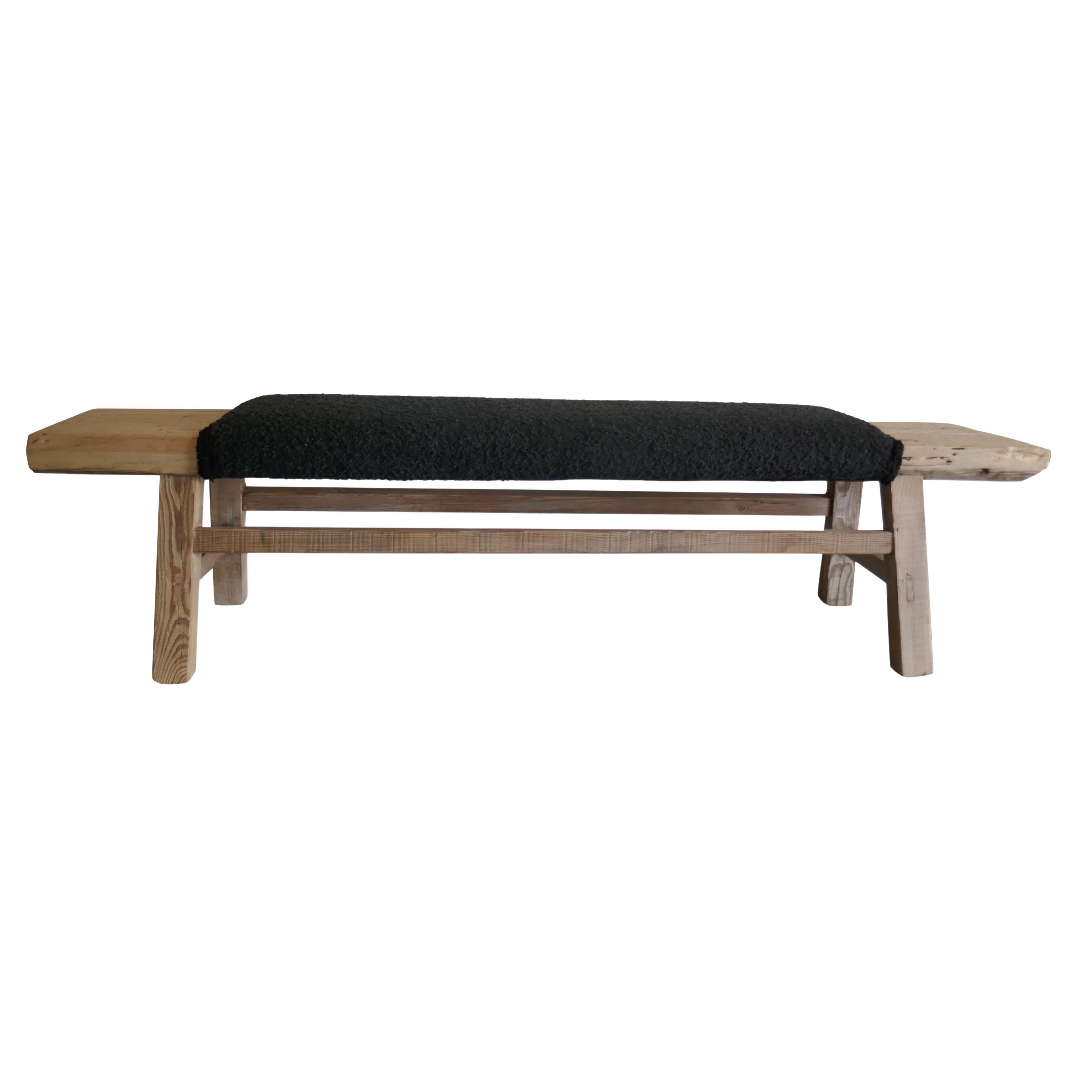 Fragments Identity Vintage 75" Long Wabi Sabi Shandong Bench / Black Boucle