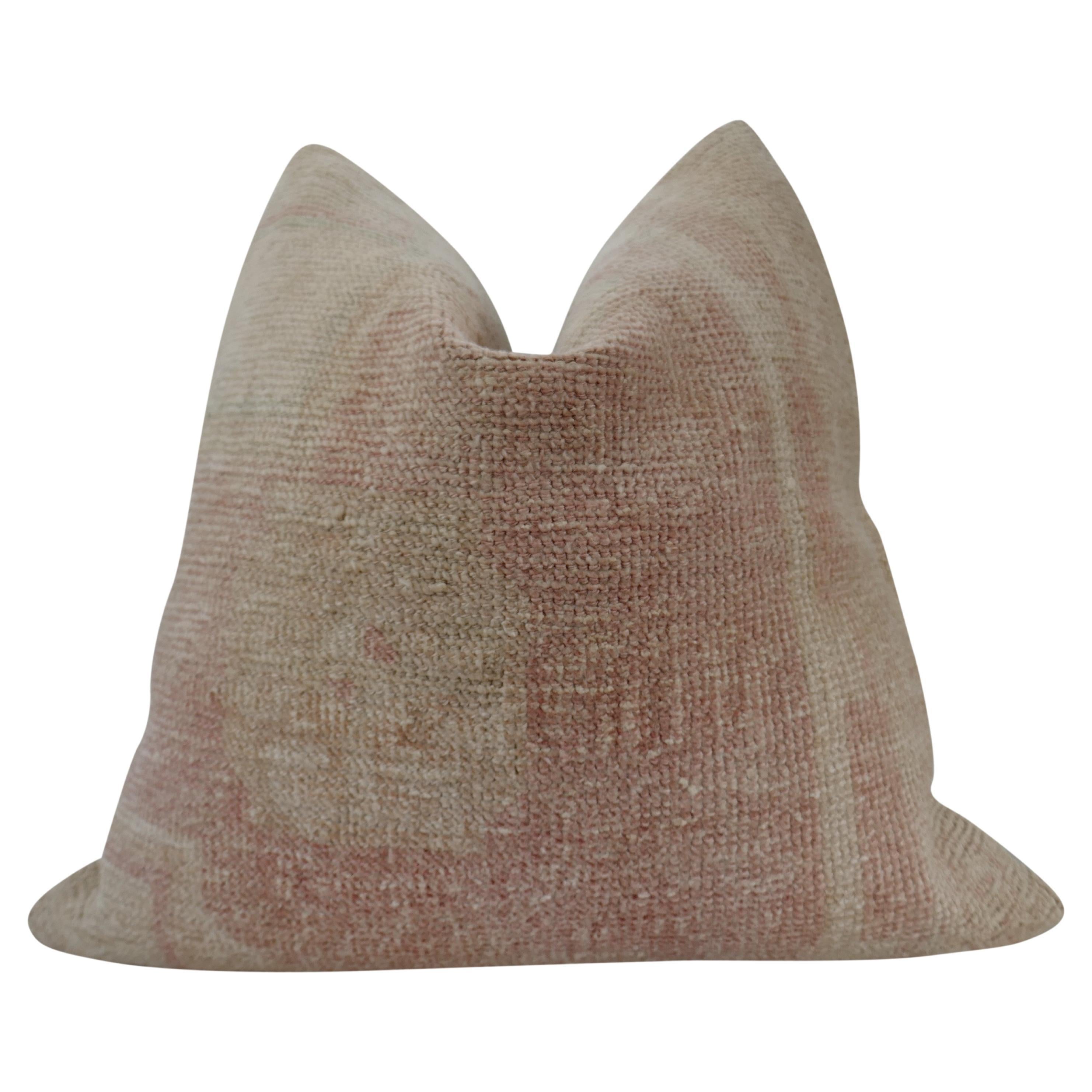 Fragments Identity Vintage Berber Kilim Wool & Linen Pillow, 24"x24" For Sale