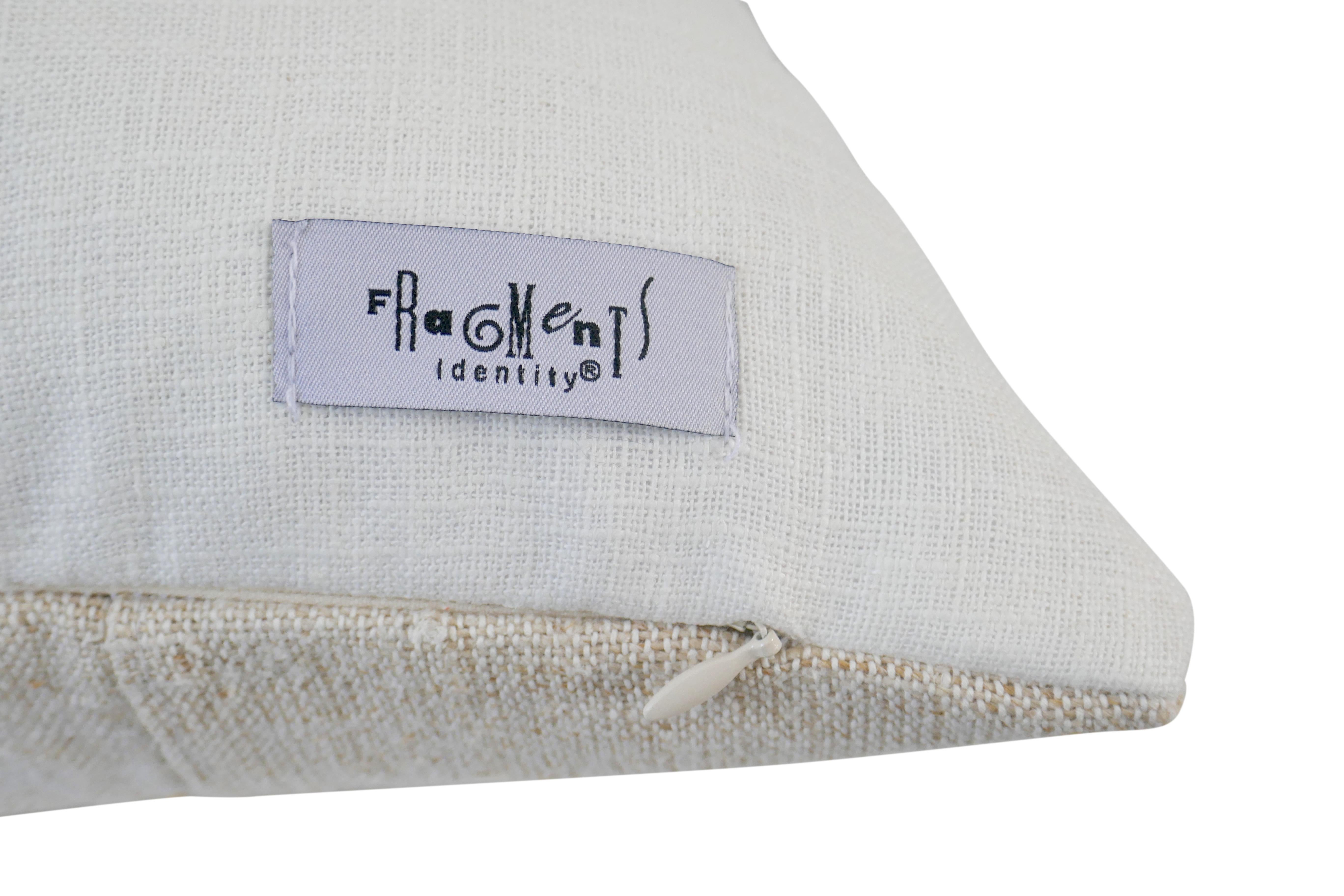 Fragments Identity Vintage Natural Linen & Hemp Large Pillow For Sale 2