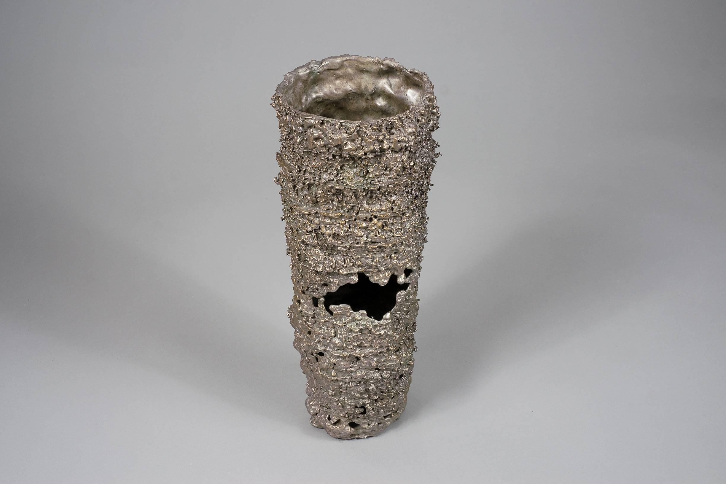 Modern Fragments II  'Acid Cast' Bronze Vessel with Silver Nitrate Patina by Kris Lamba For Sale