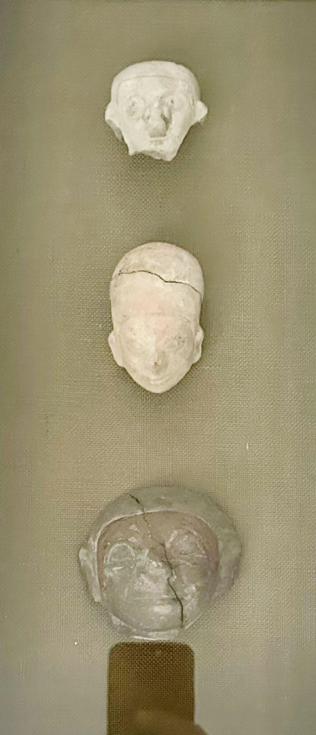 Mexican Fragments of Olmec Pre-Columbian 15th Century Art In Shadowbox Frame For Sale