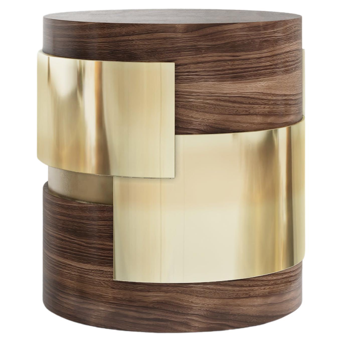 Fragmin Side Table, Polished Bronze and Walnut by Palena Furniture 