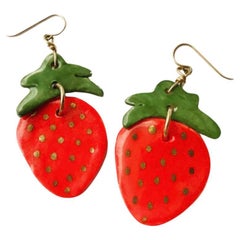 Fragole Earrings - Handmade porcelain with 14k gold leaf detail