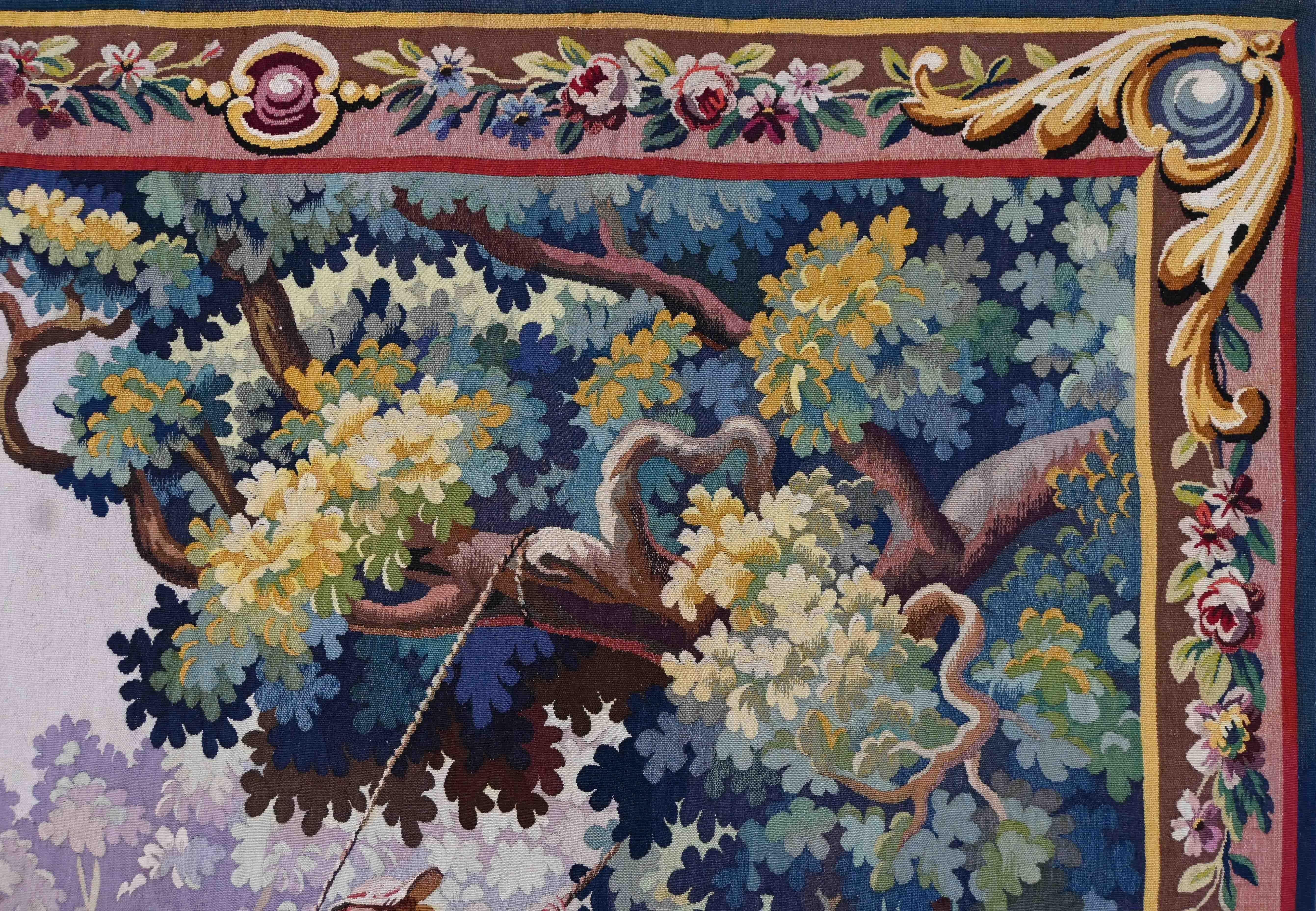 Aubusson Fragonard Honore, The Happy Chances of the Swing - French Tapestry - No. 1451 For Sale