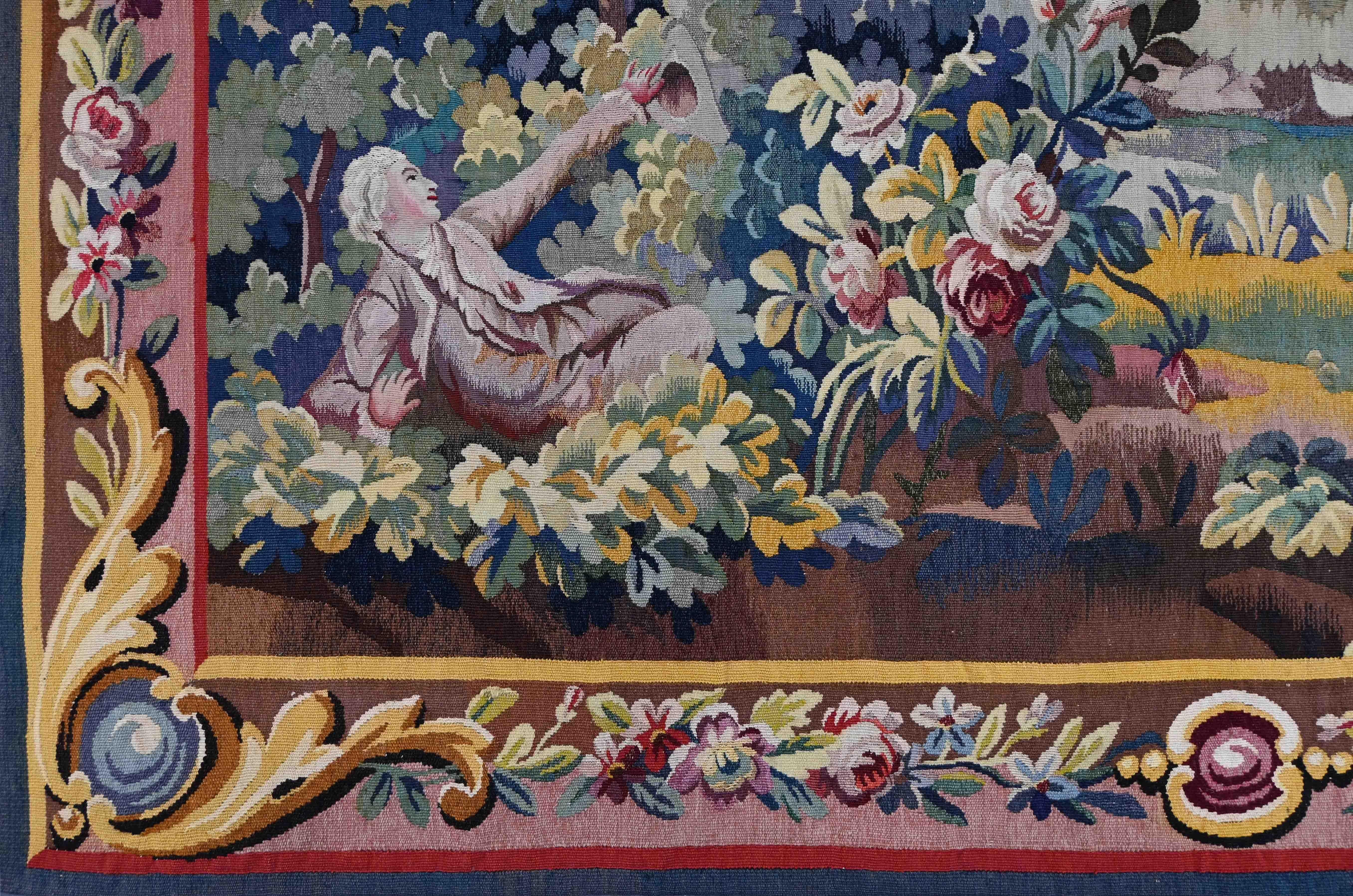 Fragonard Honore, The Happy Chances of the Swing - French Tapestry - No. 1451 In Excellent Condition For Sale In Paris, FR