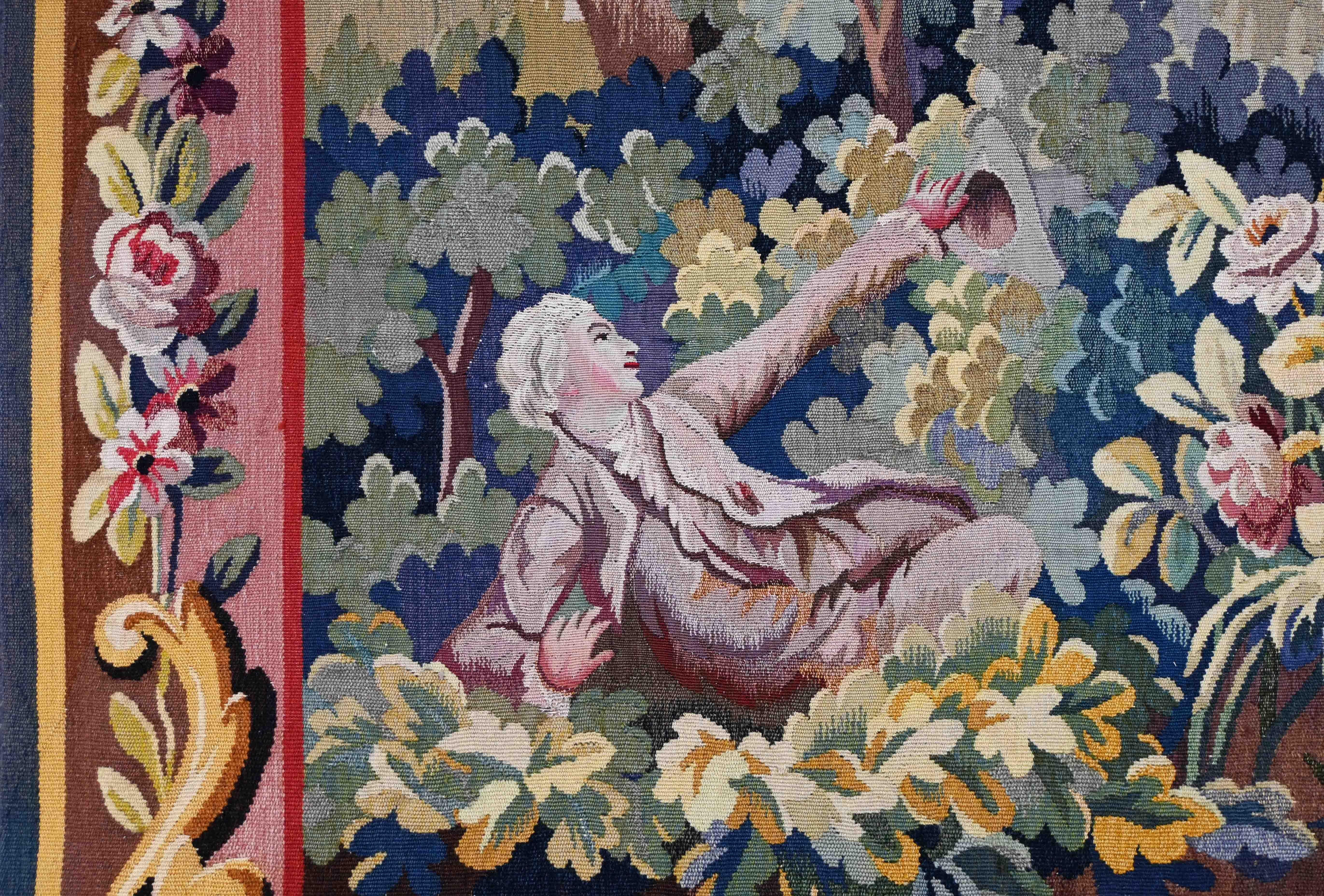 Wool Fragonard Honore, The Happy Chances of the Swing - French Tapestry - No. 1451 For Sale