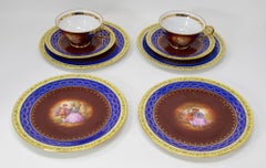 Fragonard Porcelain Hand Painted Matched Porcelain Cabinet Cup and Saucer Set