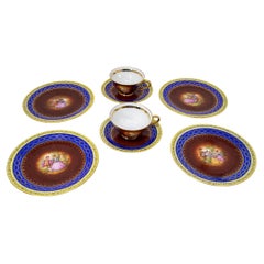 Juego de Taza y Plato de Gabinete de Porcelana Pintada a Mano Fragonard