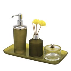 Fragranze 4er-Set Badaccessoires aus grünem Glas