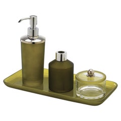 Fragranze 4er-Set Badaccessoires aus grünem Glas