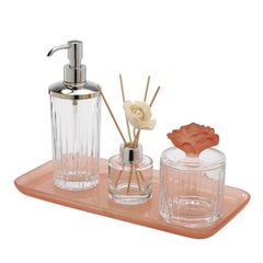 Fragranze Set de 4 Accesorios de Baño de Cristal Rosa