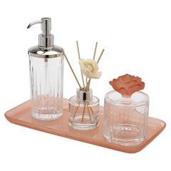 Fragranze Set de 4 Accesorios de Baño de Cristal Rosa