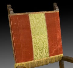Frailero Armchair, Walnut Wood, Textile, Spain, 17th Century