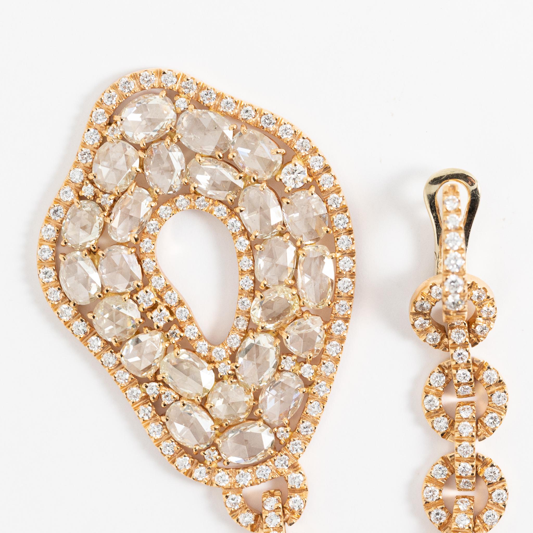 Fraleoni 18 Kt. Rose Gold Diamanten Ohrringe Damen im Angebot