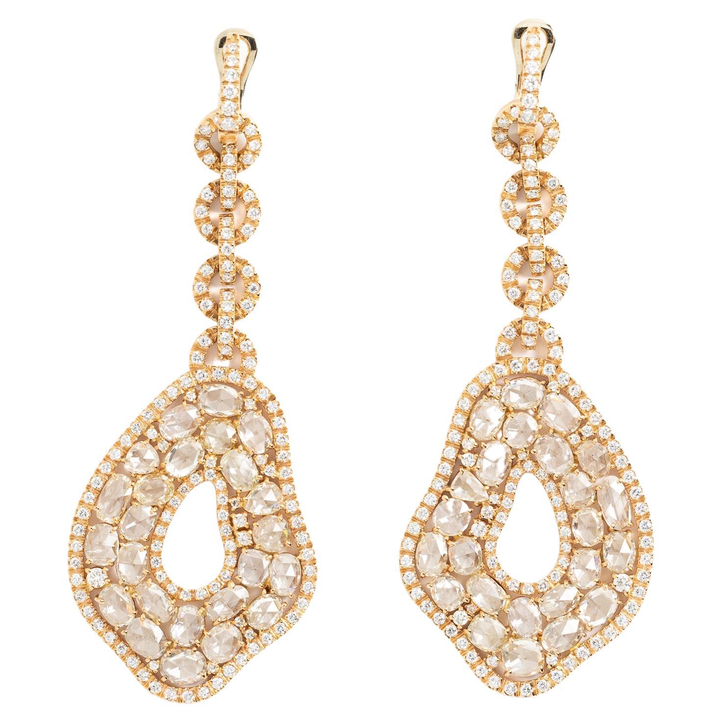 Fraleoni 18 Kt. Boucles d'oreilles en or rose avec diamants en vente
