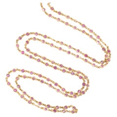 Fraleoni 18 Kt. Rose Gold Rosa Saphire Lange Halskette