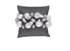 Fraleoni 18 Kt. White Gold Diamond Australian Baroque Pearl Bracelet