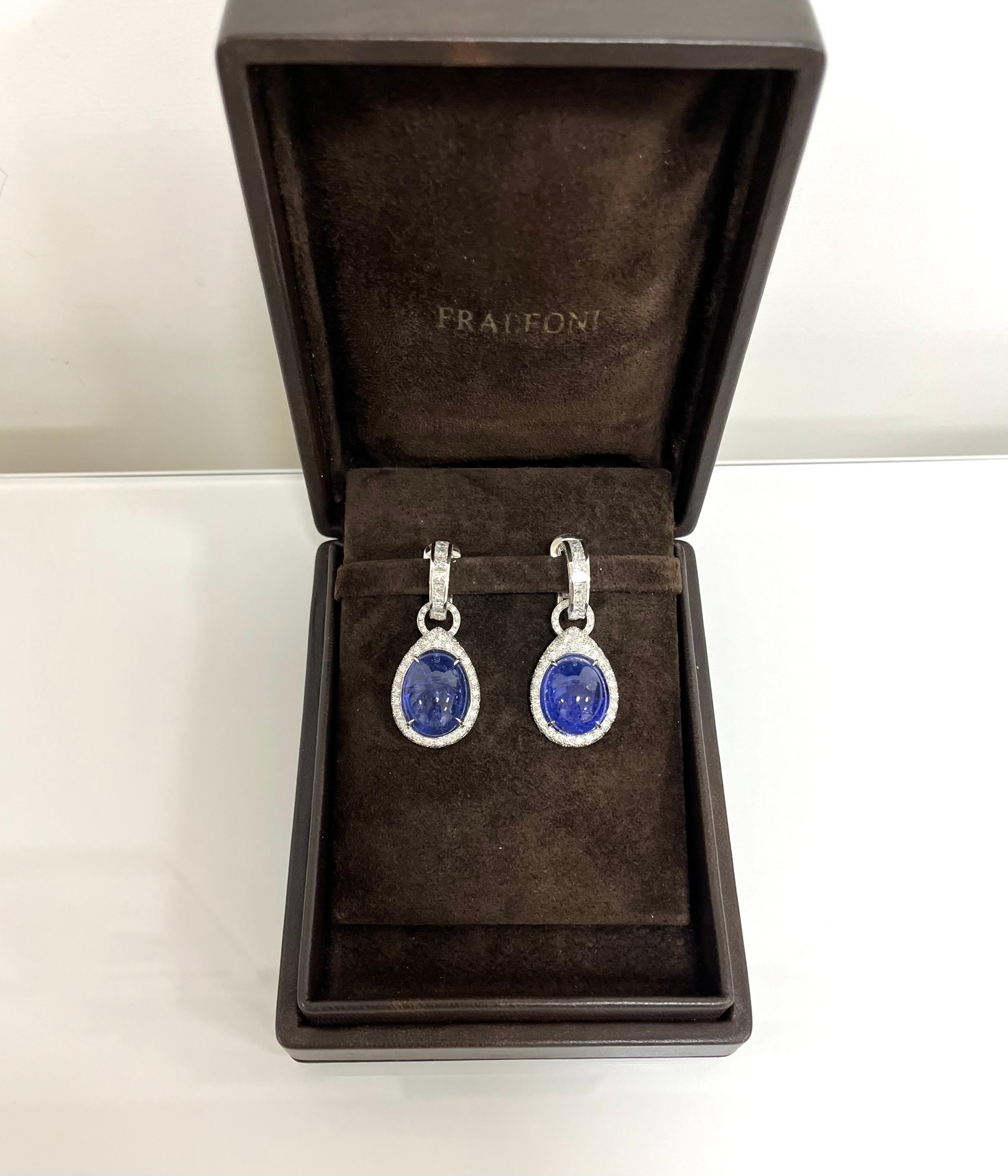 Fraleoni 18 Kt. White Gold Diamond Tanzanite Earrings In New Condition For Sale In Rome, IT