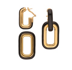 Boucles d'oreilles Fraleoni en argent 925 plaqué or et émail noir