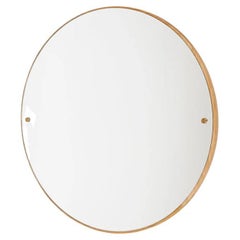 Frama Contemporary Circle Mirror Medium with Oak Frame and Brass Fasteners