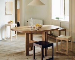 Contemporary Design Scandinavian Low Stool 01 in Dark Wood