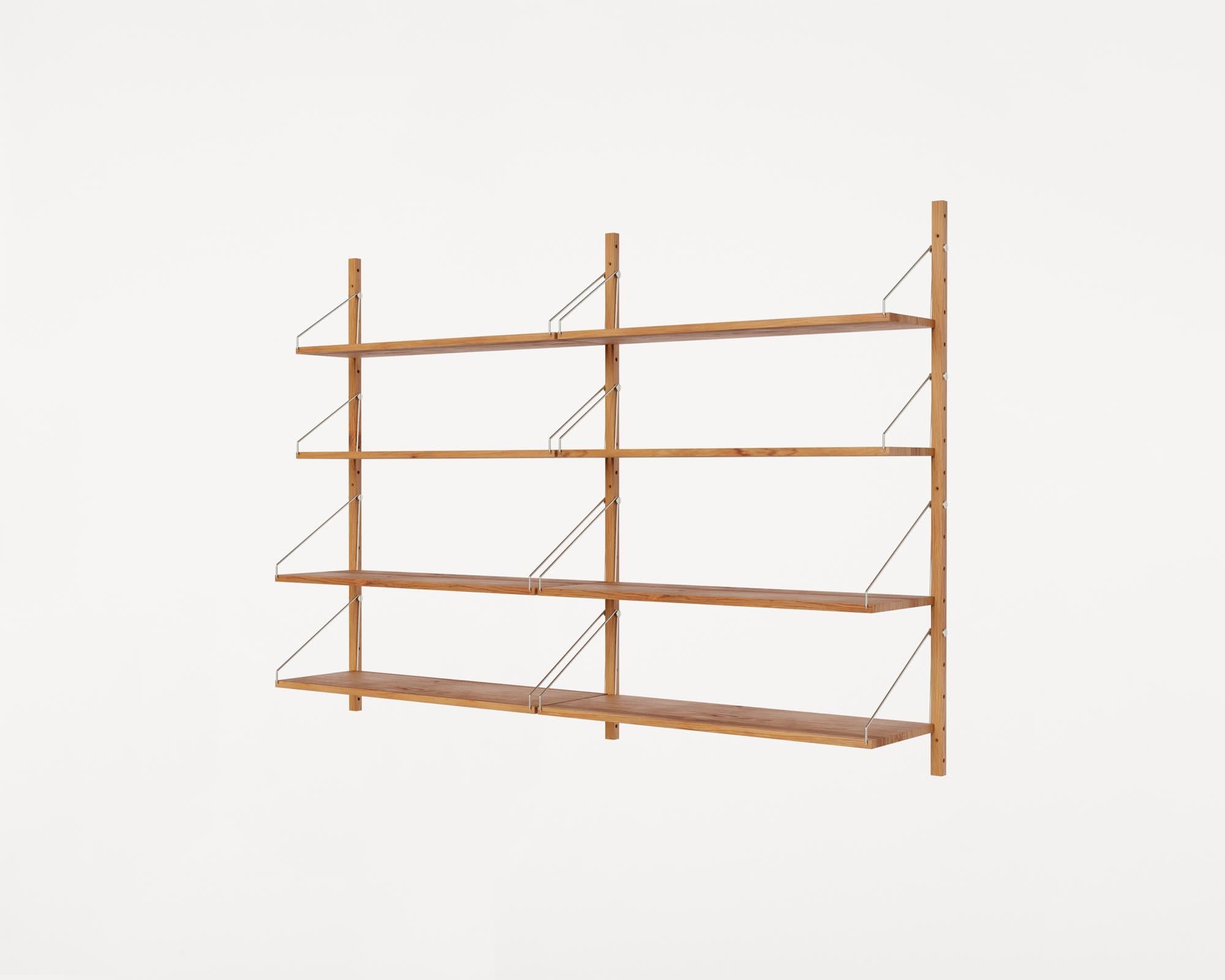 Zeitgenssisches minimalistisches Holz-Wandregal Bibliotheks-Doppelreihiges Regal (Skandinavische Moderne)