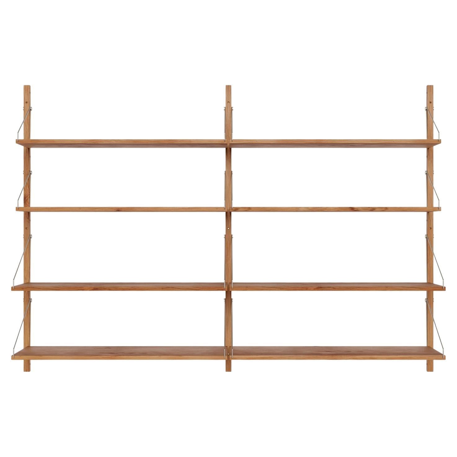 FRAMA Contemporary Minimal Design Wooden Wall Shelf Library Double Section