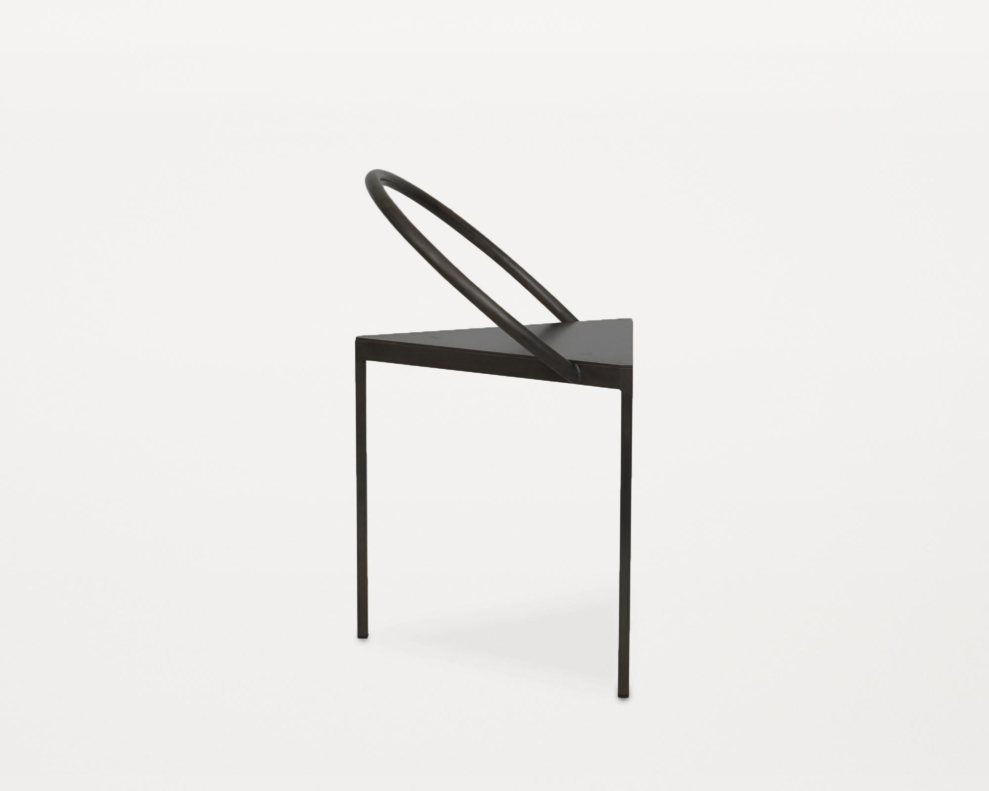 Scandinavian Modern FRAMA Contemporary Sculptural Minimal Design Triangolo Chair in Black Steel For Sale
