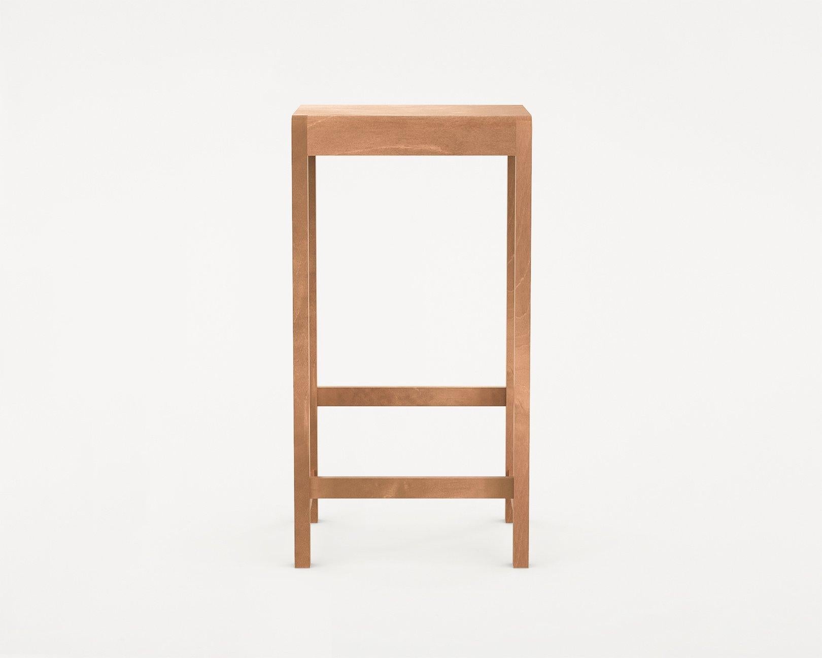 The 01 Series takes inspiration from chairs commonly found in Nordic churches since the early 20th century. The Stool 01 is a linear extension of this study, adapted for bars in modern spaces.

Premium grade, regionally sourced Baltic Birch subtly