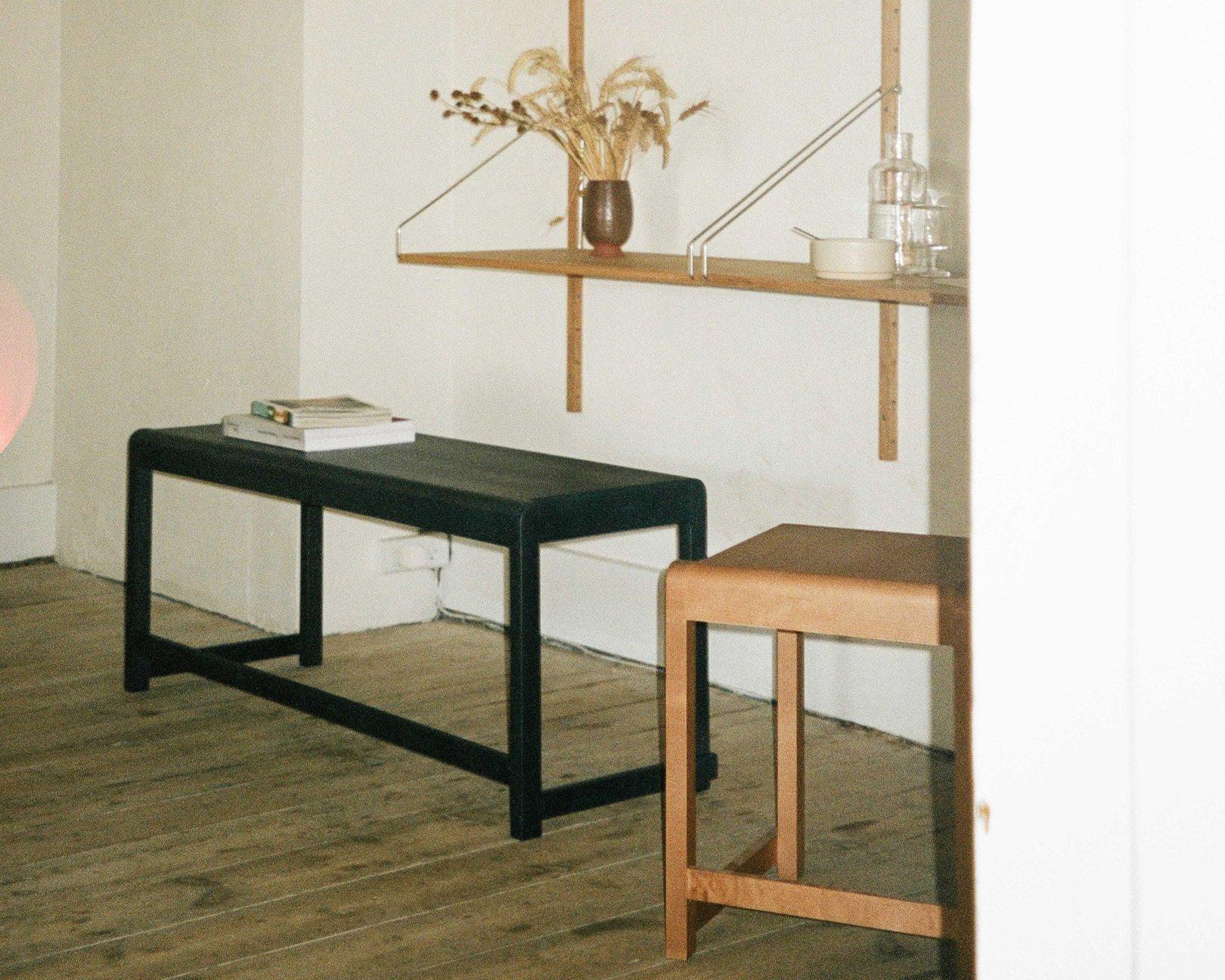 Minimal Scandinavian Design Bench 01 in Ash Black Wood In New Condition For Sale In Copenhagen, DK