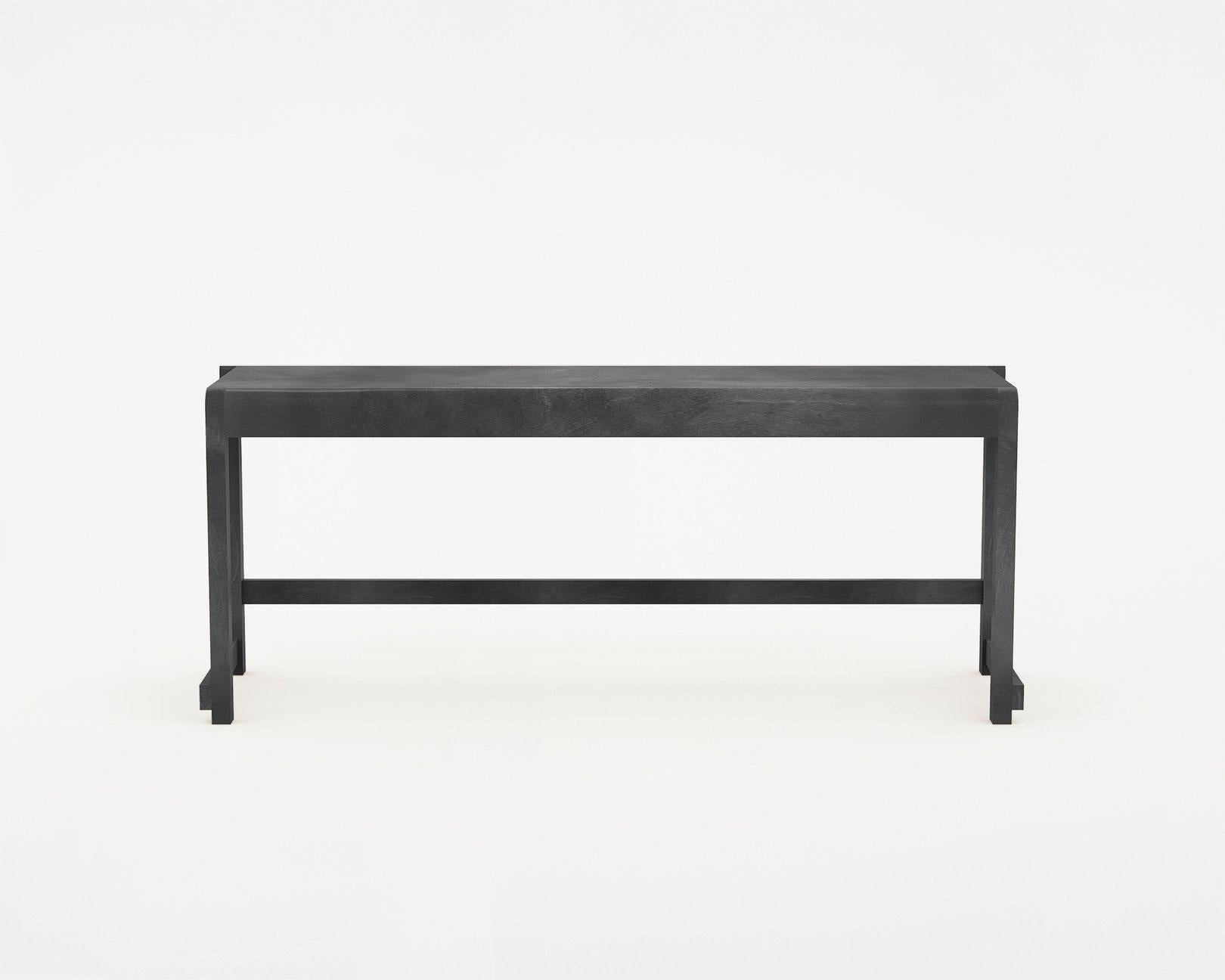 Contemporary Minimal Scandinavian Design Bench 01 in Ash Black Wood For Sale