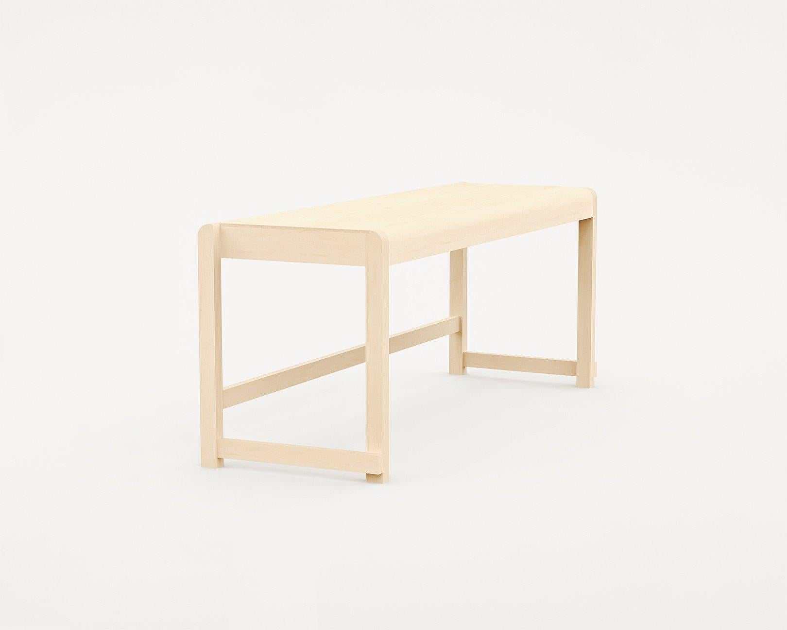Contemporary Minimal Scandinavian Design Bench 01 in Natural Wood For Sale