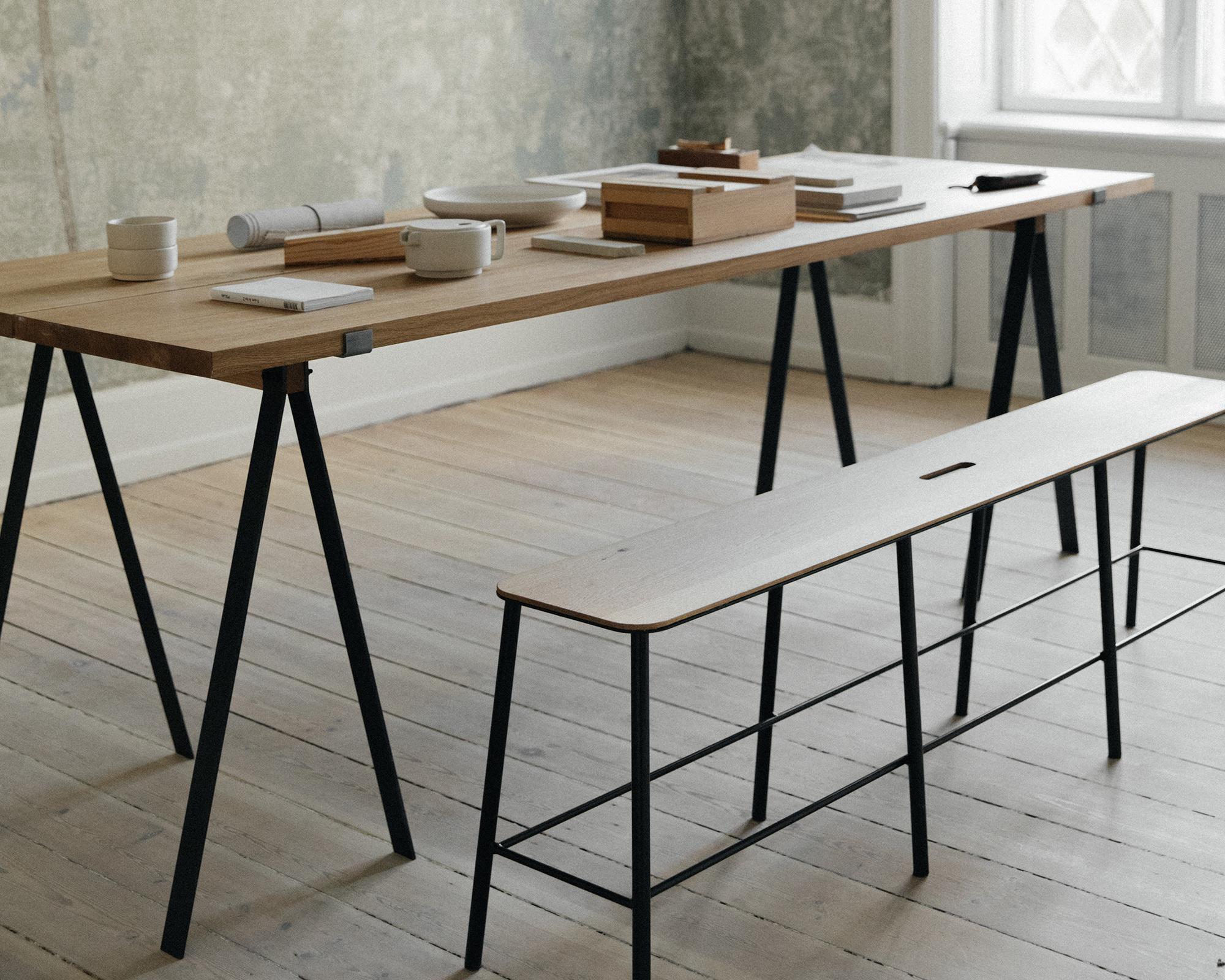 Adam bench is inspired by industrial design, an artist's studio, and a workshop. The functionality and simplicity of the design, combined with strong materials, gives this bench a structural and utilitarian approach.

Features
– Works well to seat