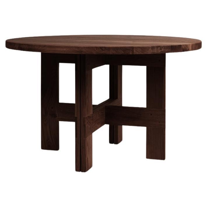 FRAMA Wooden Scandinavian Design Farmhouse Dark Round Trestle Table For Sale