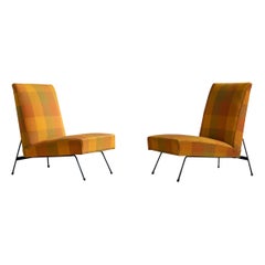 Framar, Lounge Chairs, Fabric, Metal, Italy, 1960s