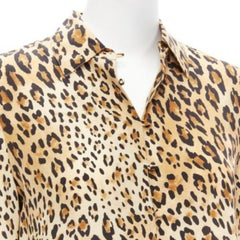 FRAME 100% silk Camel Multi brown leopard print long sleeve shirt XS