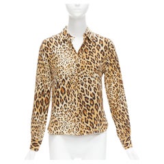 FRAME 100% silk Camel Multi brown leopard print long sleeve shirt XS