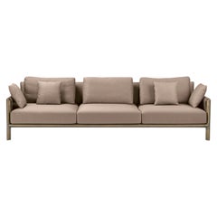 Frame 3 Seaters Sofa in Beige with Brown Burnished Brass Legs