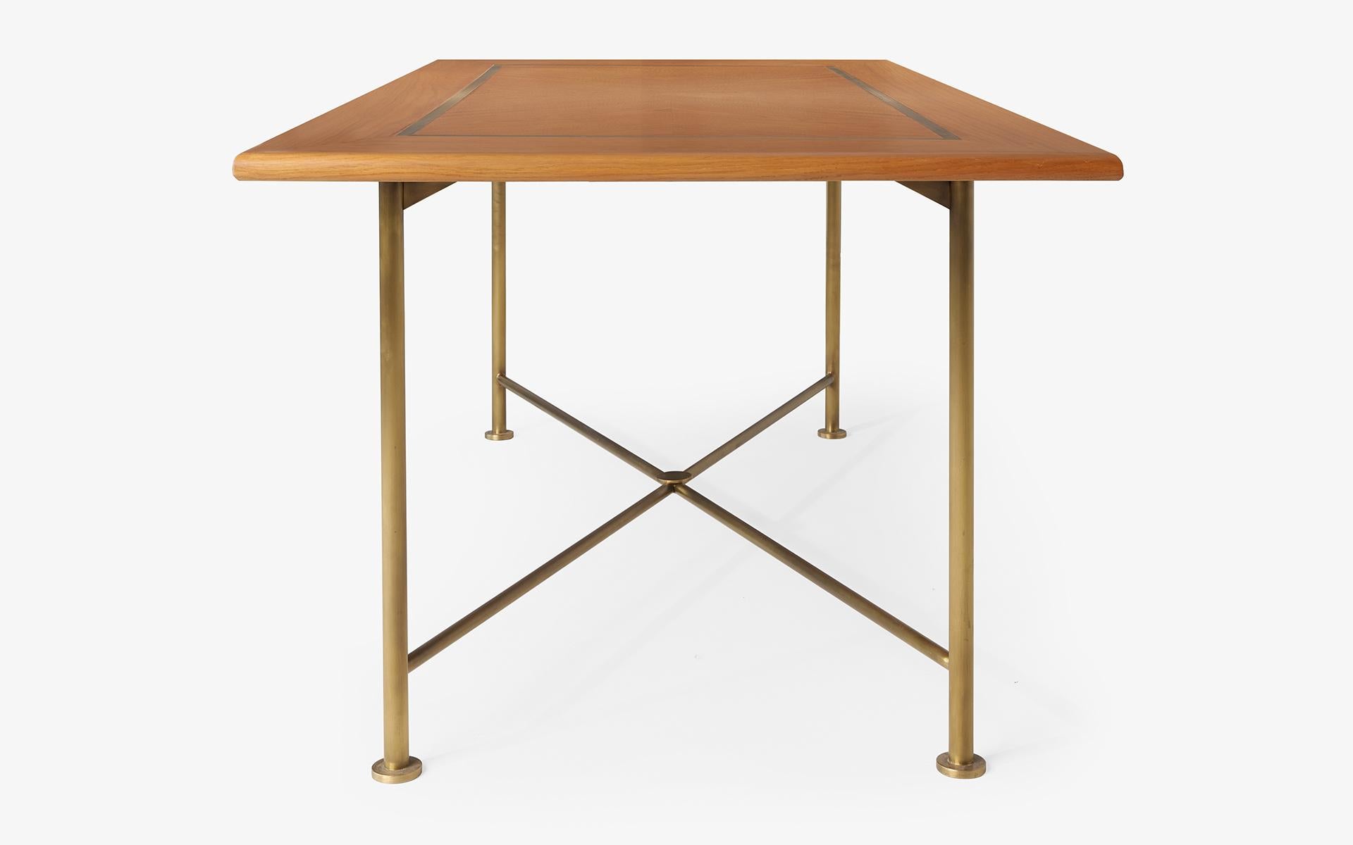 Frame American Oak Veneer and Brass Dining Table For Sale 12