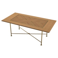 Frame American Oak Veneer and Brass Dining Table